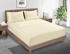 100 Organic Cotton 4 piece sheet set King Size Light Yellow Color