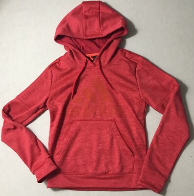 Adidas Women's Front Logo Fleece Hoodie Pullover Jacket Red