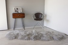 Genuine Icelandic Double 2 Sheepskin Rug Natural Long Wool Grey DIR26 us