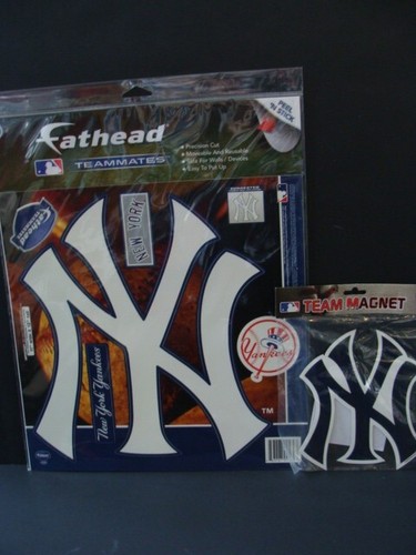 NY YANKEES Fathead Teammates Decals Logo MLB Peel 'n Stick Wall Bonus Magnet NEW - Picture 2 of 2