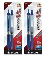 Pilot Precise V5 RT Lot/2 Retractable Ball Pen 0.5mm 2/Pk Blue Office School