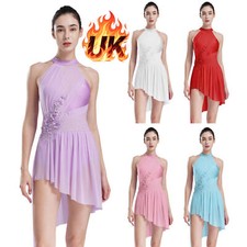 AU Women's Lyrical Dance Leotard Dress Sequin Flower Ballet Costume Dancewear