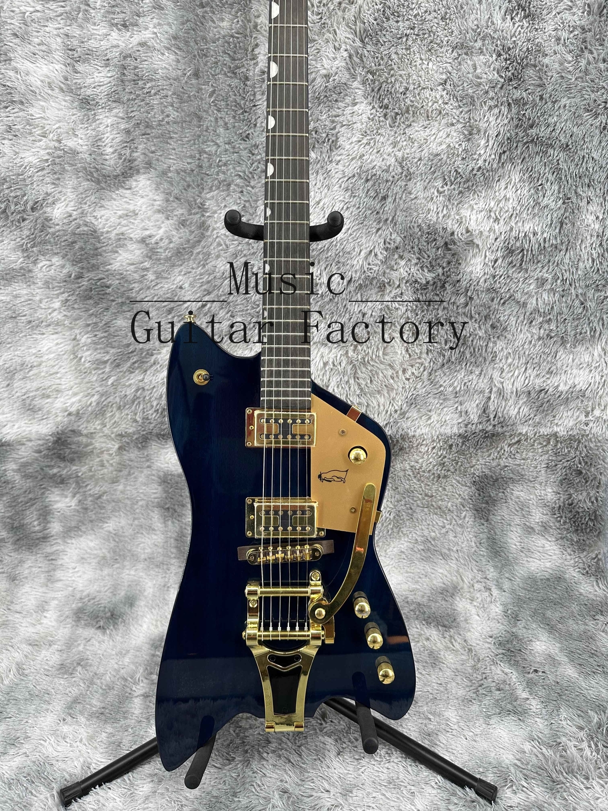 Black Billy-Bo Jupiter Thunderbird G6199 Electric Guitar 2H Pickups Fixed Bridge