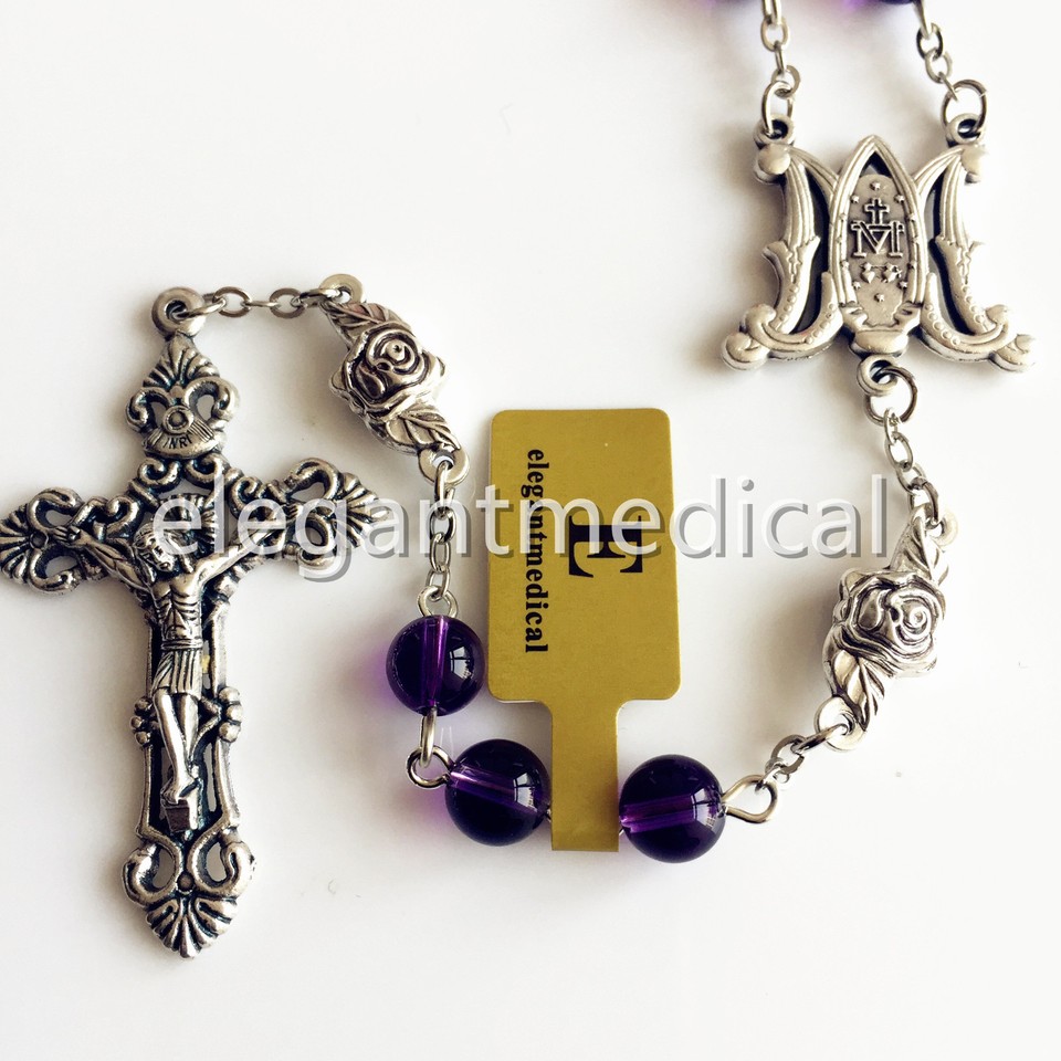 CB Catholic 56 In. GID Our Lady Grace Rose Wall Rosary - Foto 7