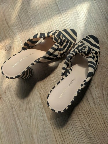 Loeffler Randall Coco Knot Zebra Stripe Tribal Safari Sandals Womens 7.5 - Picture 9 of 12