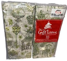 2 NEW GIFT TISSUE PAPER Botanical GARDEN Images Green/White LOT 20 SHEETS 