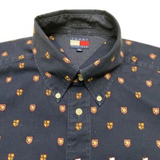 VTG 90s Tommy Hilfiger Men  s XL Blue Crest Button Down Shirt Oxford