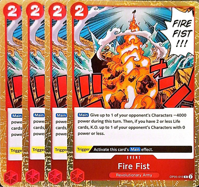 One Piece TCG - 4er Playset - OP05-019 Fire Fist R/EN/NM