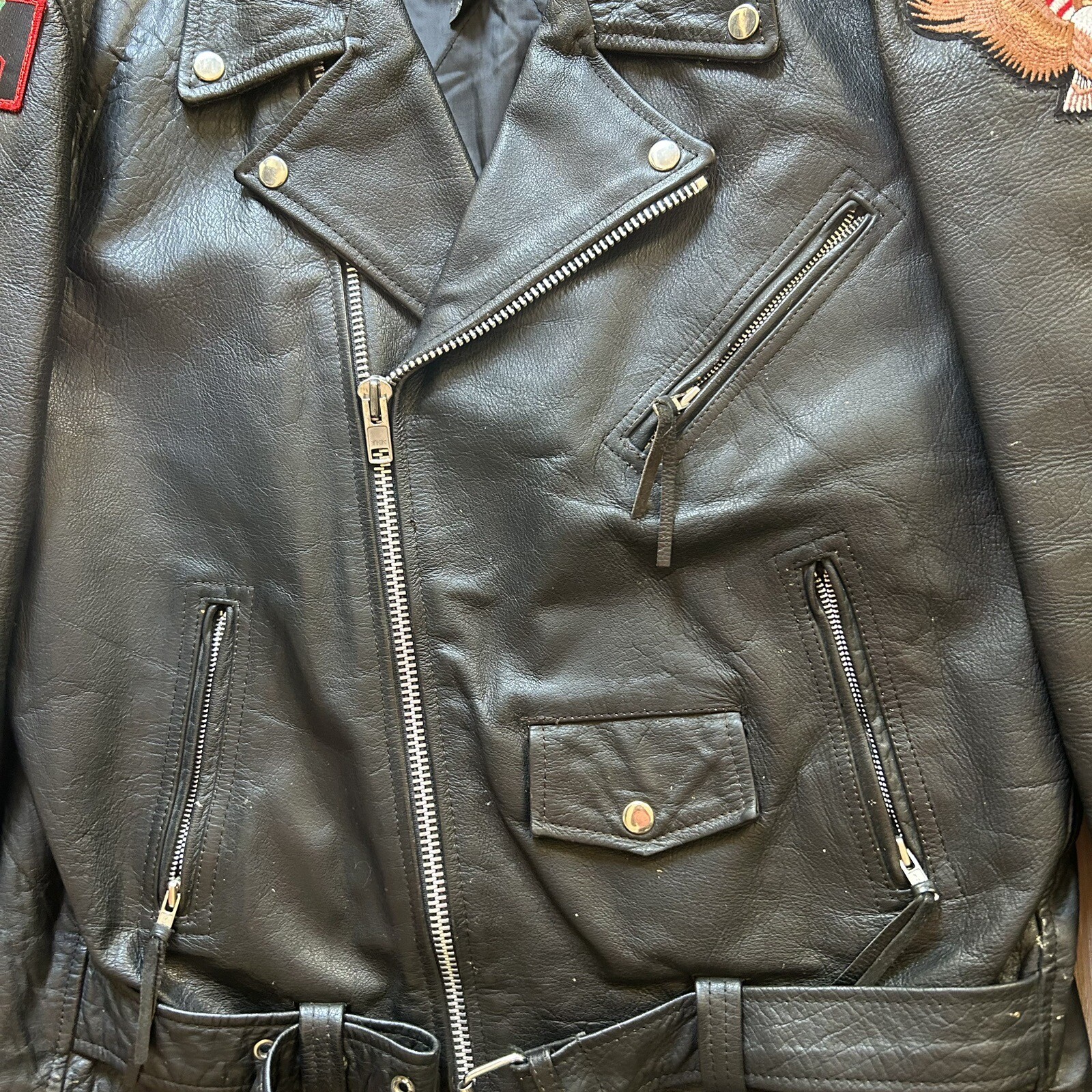 Protech Black Leather Motorcycle Jacket Biker Men… - image 7
