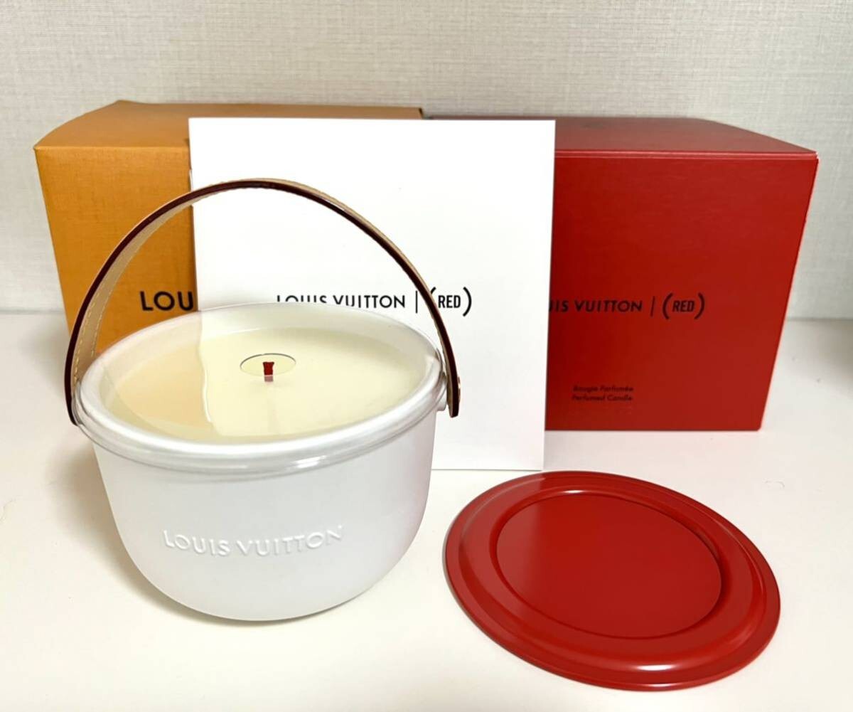LOUIS VUITTON (RED) キャンドル 220g LOUIS VUITTON RED medium candle Scented Leather Handle w/Box