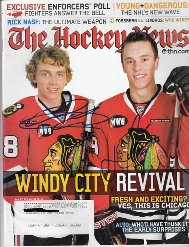 Patrick Kane Jonathan Toews Dual Signed Autograph Auto 2007 Hockey News Magazine
