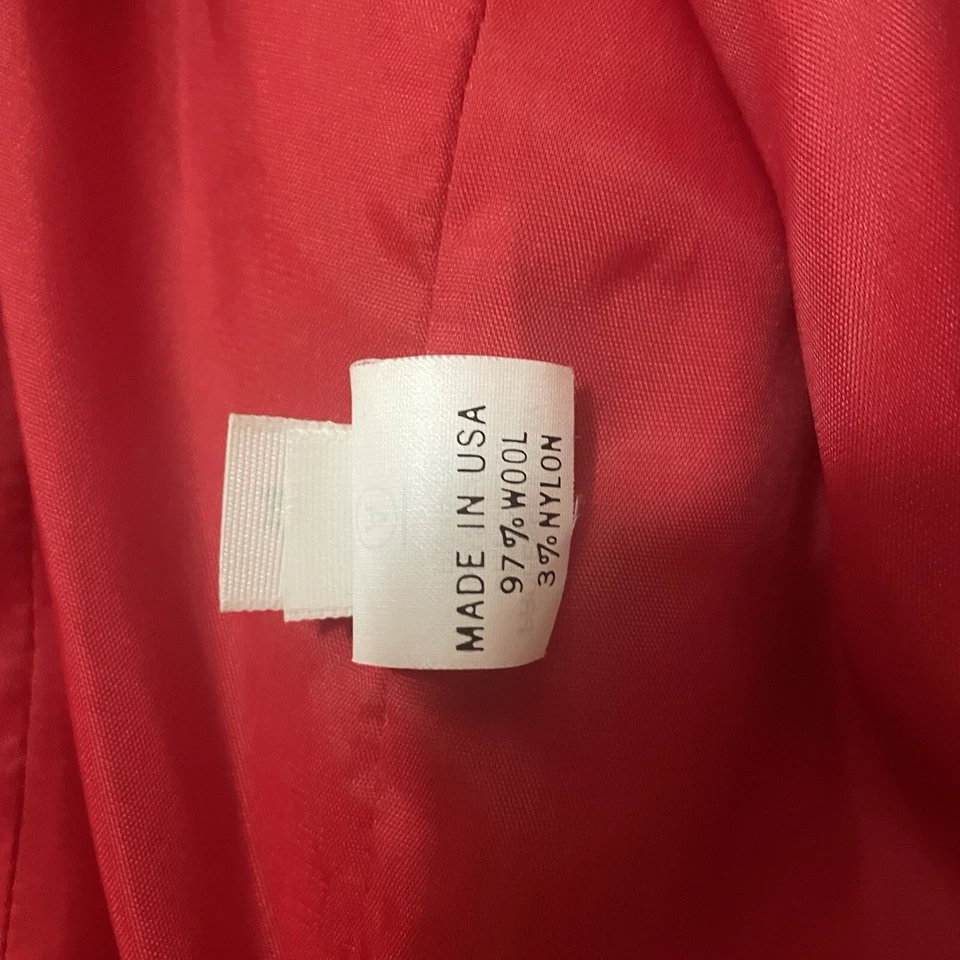 Vtg Doncaster 80's Blazer Jacket Red Gold Tone Buttons Wool Boucle Women's 14 - Image 4 of 4