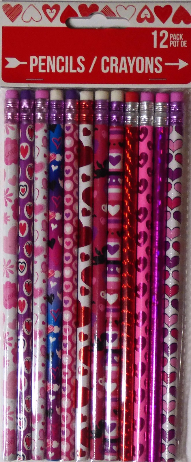 New 24 Valentine's Day Novelty Pencils Multi Colored ~ Free Shipping