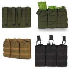 US Tactical Molle Triple Magazine Pouch Nylon Open 5.56 .223 Rifle Mag Holder