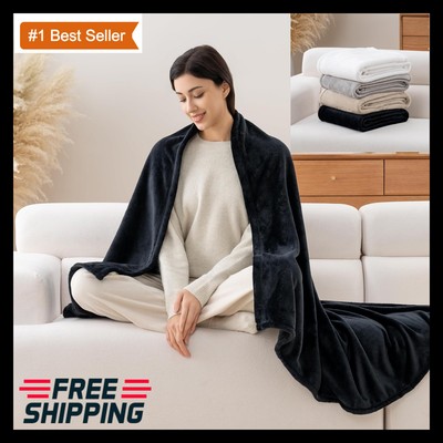 MICROFIBER SOFT FLEECE THROW BLANKET | REVERSIBLE SIDES | BED & COUCH ANYSEASON