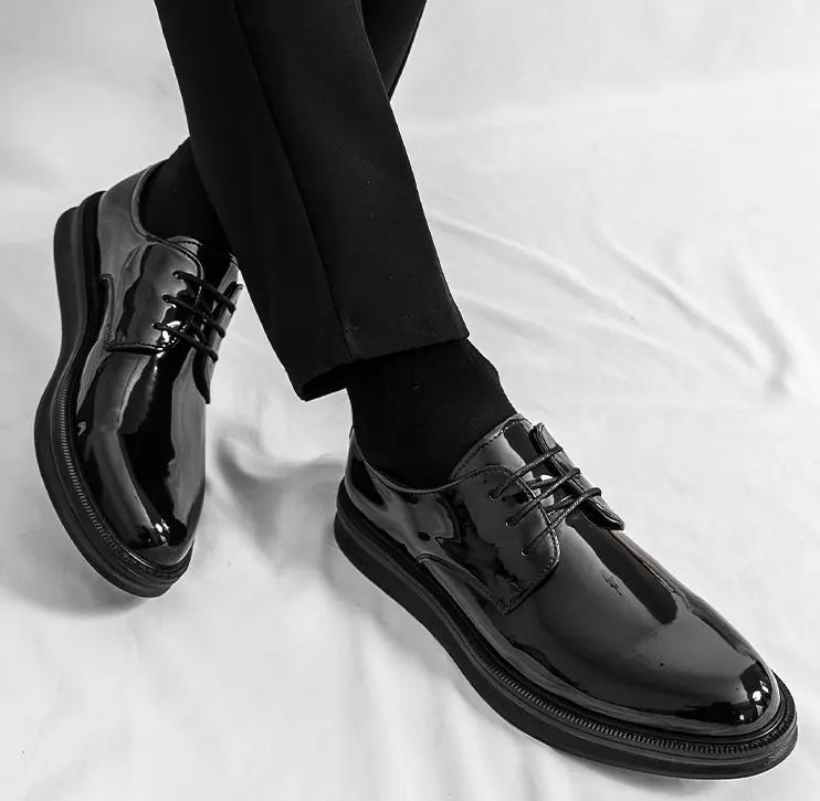 SAOLA Scarpe stringate uomo vernice lucida punta lucide casual business oversize calde