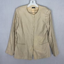 P.A Women's Blazer Hidden Buttons Linen Tweed Beige Size 6 /38 Made in USA