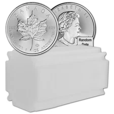 Canada Silver Maple Leaf 1 oz $5 - Random Date - BU Tube of 20 Coins