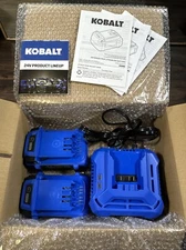 Kobalt 24V 2-Pack Lithium Battery Starter Kit 2AH & 4AH Batteries + Charger NEW