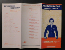 October 21 1951 SAS Scandinavian Airlines System Timetable Aviation Memorabilia