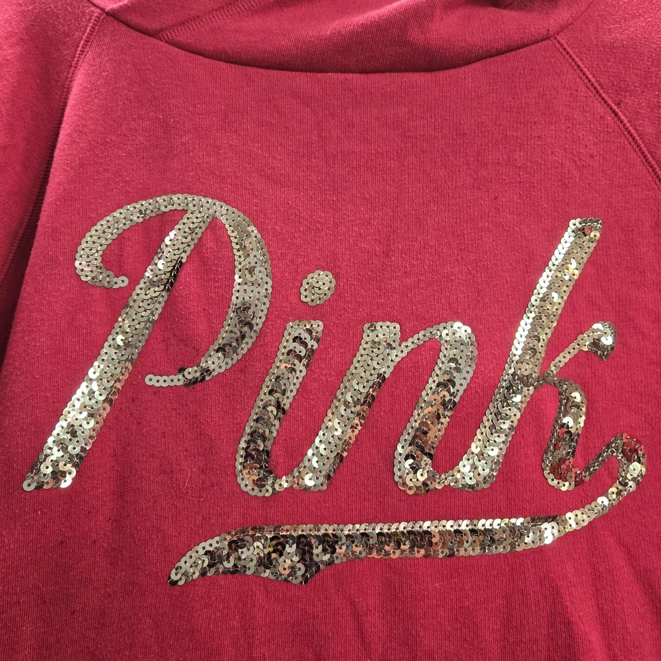 Sudadera con Capucha ROSA L Roja Lentejuelas Bling Manga Larga Mezcla Algodón Foto 4 de 4