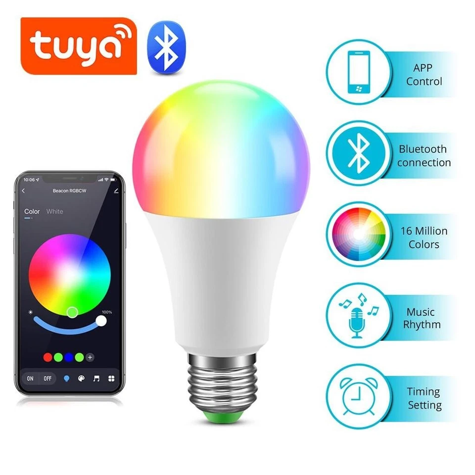 LAMPADA LED RGB+W E27 BLUETOOTH SMART APP LAMPADINA DIMMER 16 COLORI IOS ANDROID - Immagine 2 di 4