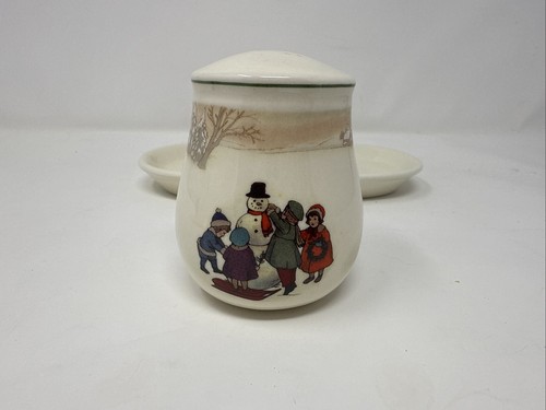 Vtg Hallmark What's in Santa's Bag 3 Piece Salt & Pepper Shakers Tray Snow Scene - Picture 5 of 9