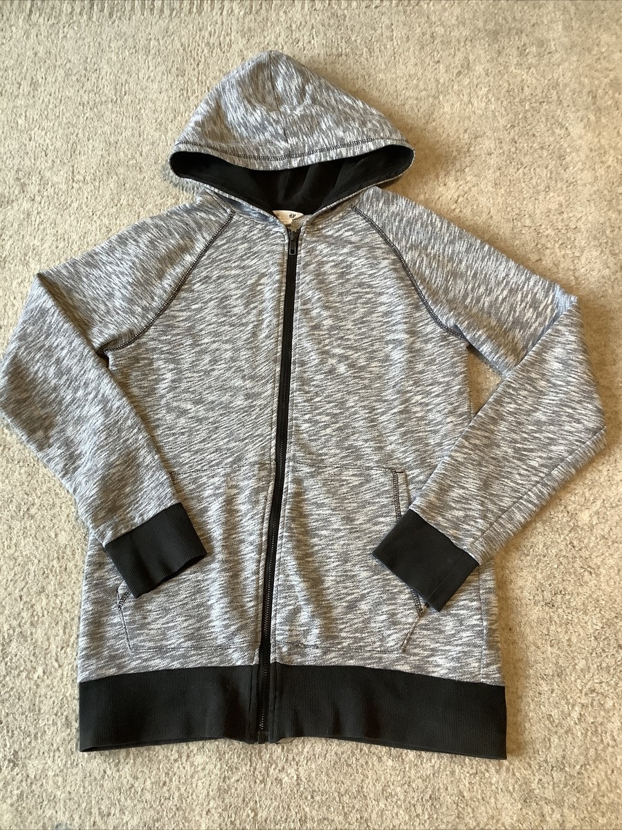 Boys H&M Grey And Black Zip Up Hoodie Top Age 12-13 yrs UK