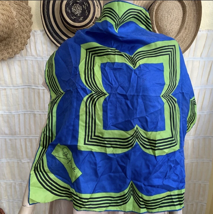 винтажный Schiaparelli многоцветный яркий мод шелковый шарф - Изображение 2 из 4