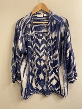 Chico's Women s Size 2 Medium Ikat Print Light Open Front Kimono Jacket