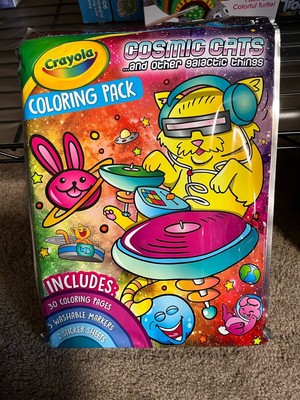Crayola Coloring Pack Cosmic Cats With 30 Pages 5 Markers 2 Sticker Sheets NEW