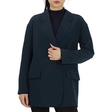 Fendi Ladies Blue Silk Off-centred Buttoned Blazer, Brand Size 40 (us Size 6)