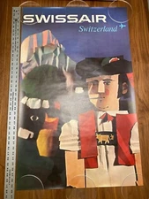 SWISSAIR Airlines Switzerland Vintage 1961 Travel Poster Nikolaus Schwabe