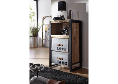 Loft Industrial Style Massivholz Regal Kommode Anrichte Mango Holz Eisen 105x60