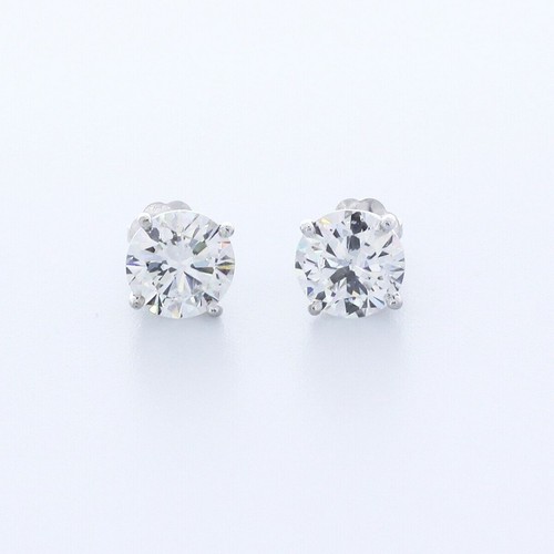 2.1 CTW NATURAL DIAMONDS E/VS2 ROUND CUT 14K WHITE GOLD 4-PRONG CLASSIC EARRINGS - 第 1/12 張圖片