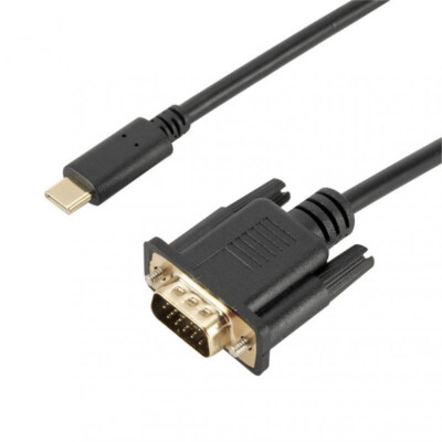USB-C Stecker auf VGA Stecker Kabel Adapter PC Computer Monitor Vergoldet 1,8m