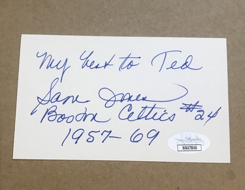 Sam Jones Autographed/Signed 3x5 Index Card Boston Celtics #24 JSA CERTIFIED - Picture 2 of 6