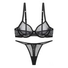 See-Through Unlined Bra Set Sexy Sheer Underwire Mesh Bikini Underwear