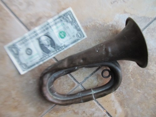 Battlefield Pick Up Souvenir WWI Brass Bugle, Dated 1918, Made by York, Michigan