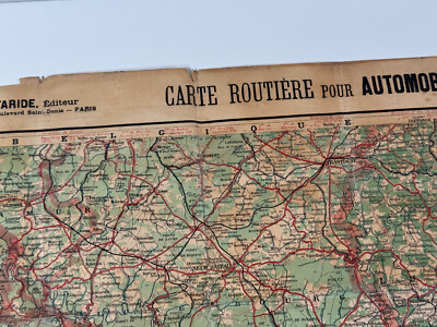RARE early 1900's Bicycle Carte Routiere MAP Paris France