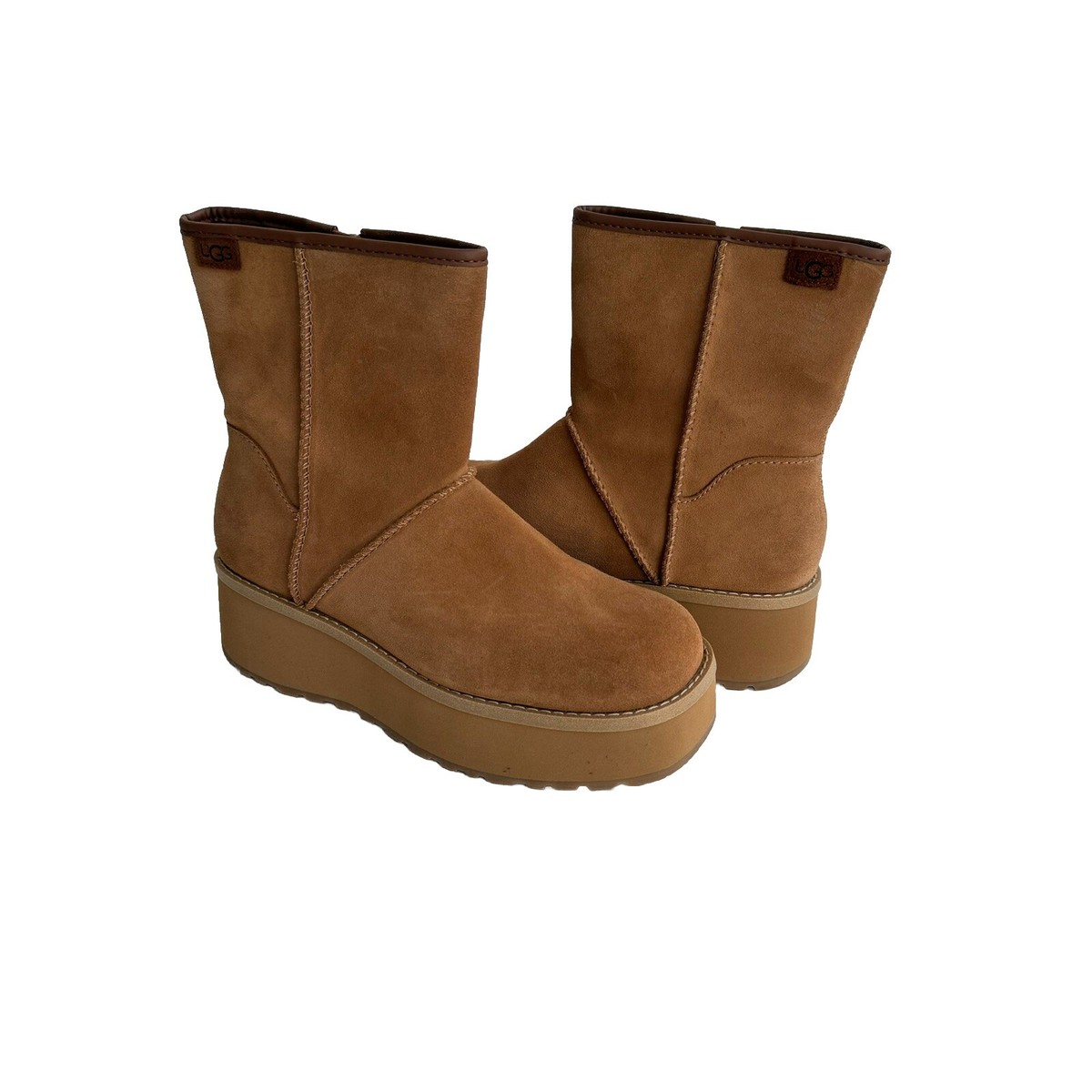 UGG CLASSIC SHORT NEW HEIGHTS CHESTNUT PLATFORM BOOTS US 6 / EU 37