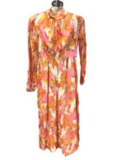VTG 1960s Pavillion Palazzo Jumpsuit Psychedelic Pink NWT Mod Sheer Sleeves 8 M
