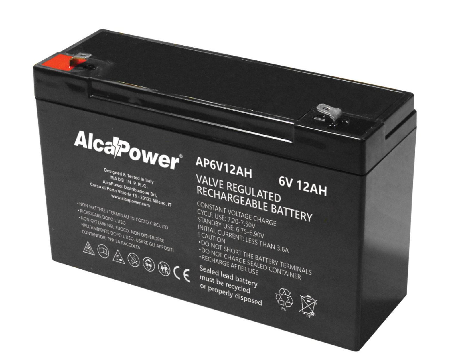 Batteria Piombo Ricaricabile Ermetica 6V 12Ah AGM Utensili Allarme UPS Giochi