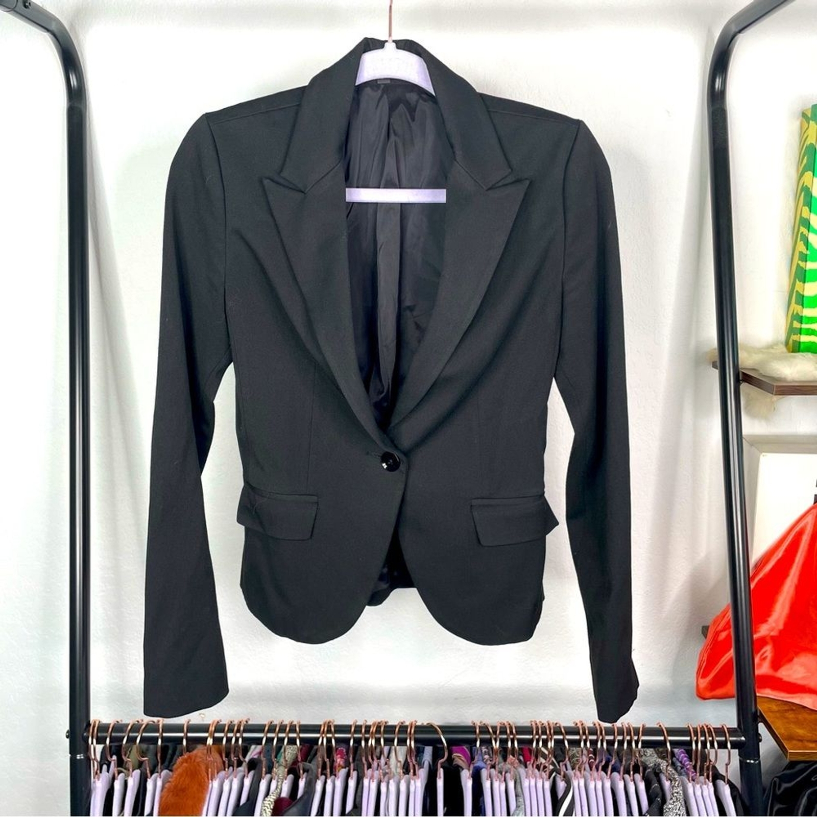 Express Black Fitted Single Button Blazer - image 1