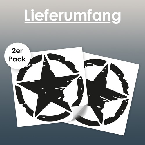2er Set Army Stern Autoaufkleber 10x10cm Schwarz Glanz Sticker für Auto K169 - Picture 2 of 7