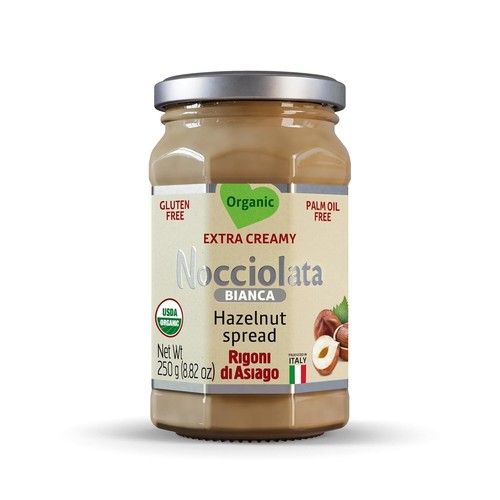 Rigoni di Asiago Nocciolata Bianca Organic Hazelnut Spread, Case of Six 8.82 Oz