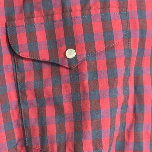 Camisa PANHANDLE SLIM Para Hombre Grande Stock Áspero Perla Snap Rodeo Rojo Azul Cuadros S/S - Imagen 3 de 6