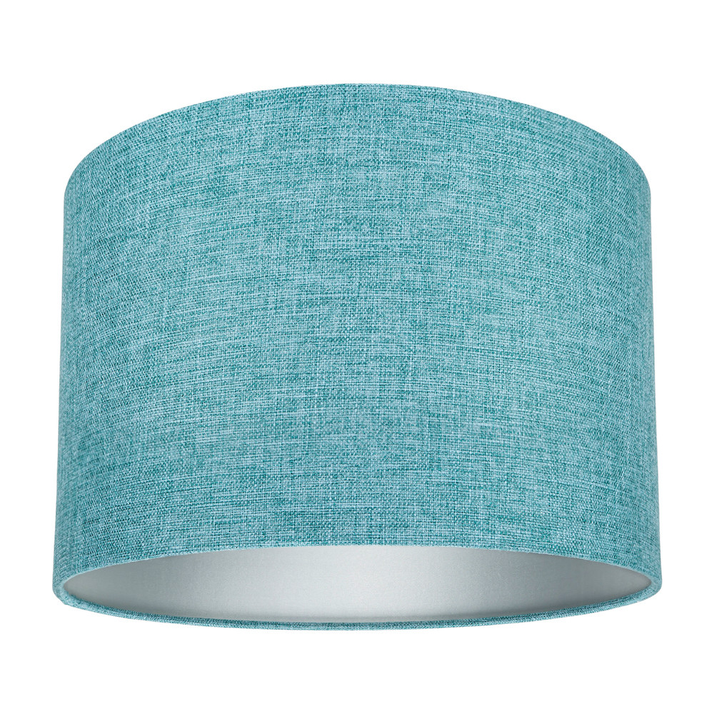 Contemporary and Sleek 10 Inch Teal Linen Fabric Drum Lamp Shade 60w Maximum ...
