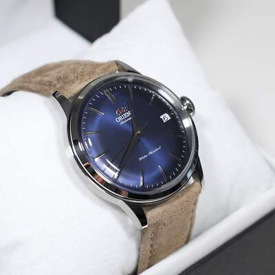 Orient Bambino Blue Dial Beige Leather Strap Men's Classic Watch RA-AC0M12L30B