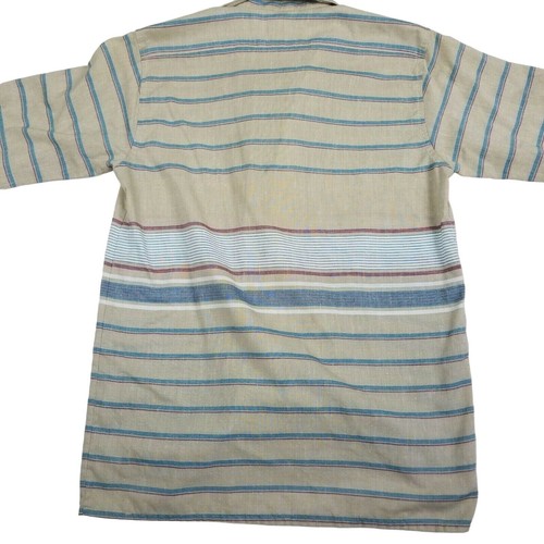 Mens Knightsbridge Button Down 90's Brown and Blue Striped Collared Shirt Medium - Picture 2 of 8